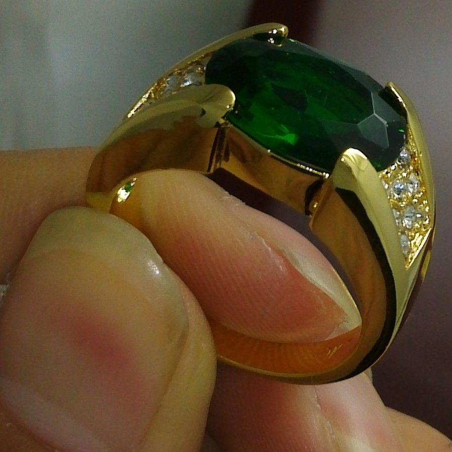 Size 9/10/11 Fashion jewelry 10kt gold filled GF Peridot Gem Men Ring gift