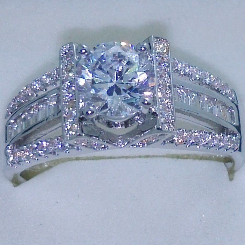 NEW 100% Brand free shipping Fine Jewelry 925 sterling silver white topaz Gem Women wedding lovers Ring size5/6/7/8/9