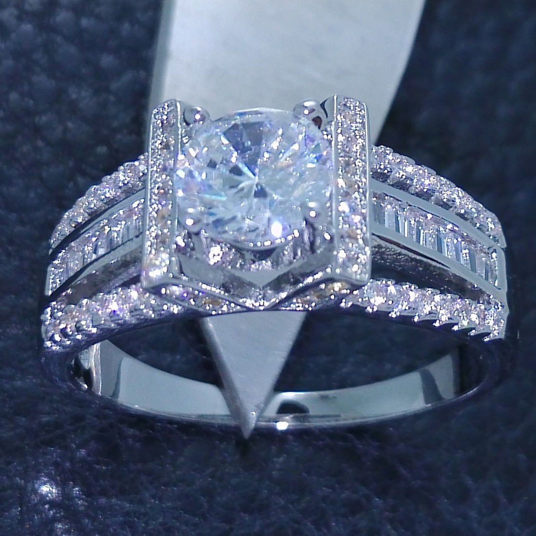 NEW 100% Brand free shipping Fine Jewelry 925 sterling silver white topaz Gem Women wedding lovers Ring size5/6/7/8/9