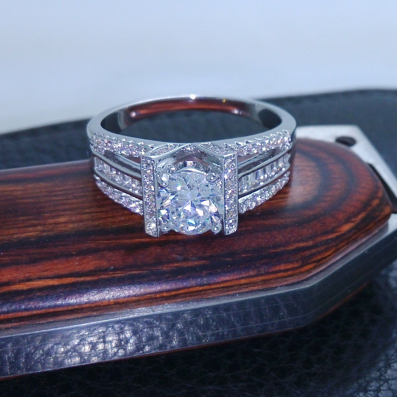 NEW 100% Brand free shipping Fine Jewelry 925 sterling silver white topaz Gem Women wedding lovers Ring size5/6/7/8/9