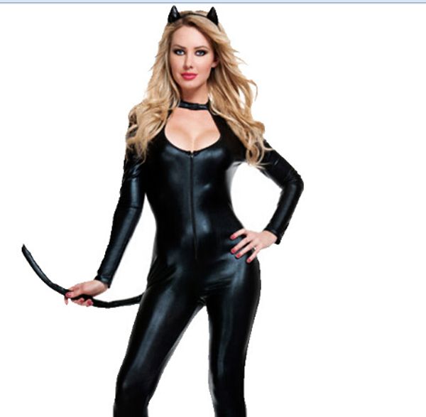 Halloween Women Sexy Animal Timber Catwomen Cat Eyes Cosplay Costume Party Uniform