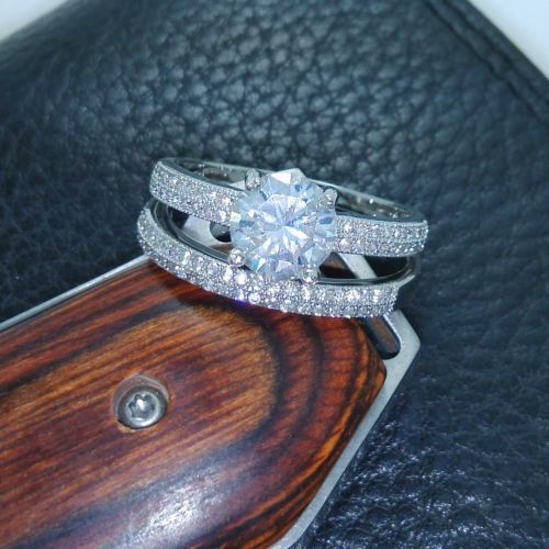 Free shipping Brand New FASHION Jewelry Lady White Sapphire Gemstones 925 Sterling Silver Wedding Band Ring set Sz5/6/7/8/9