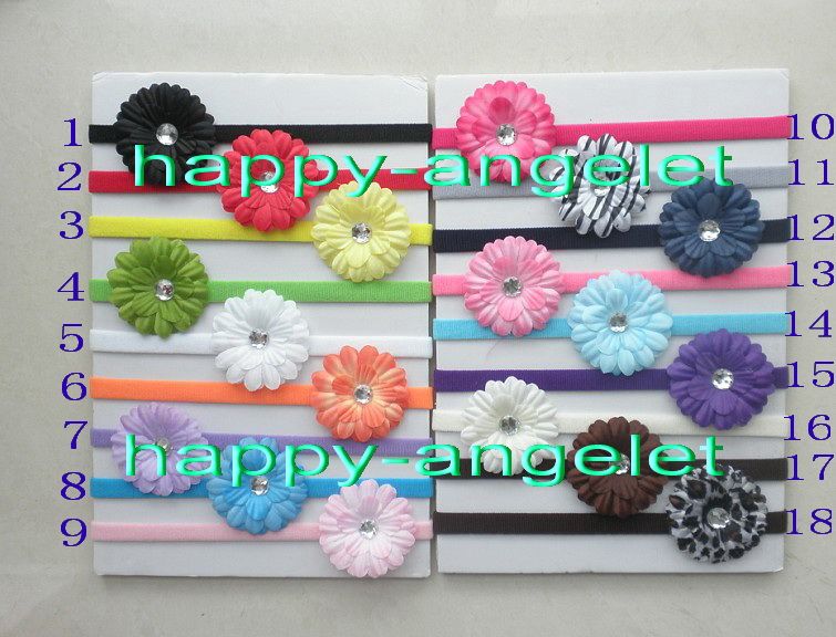 Children baby 2 inch daisy flower skinny Nylon headbands hair flowers Skinny shimmer hair bands girl hair accessories