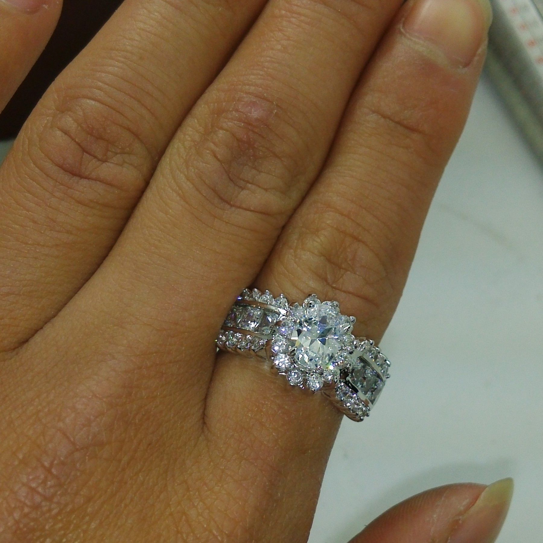 Size 5/6/7/8/9/10 Luxurious jewelry 10kt white gold filled white topaz wedding Ring for love gift