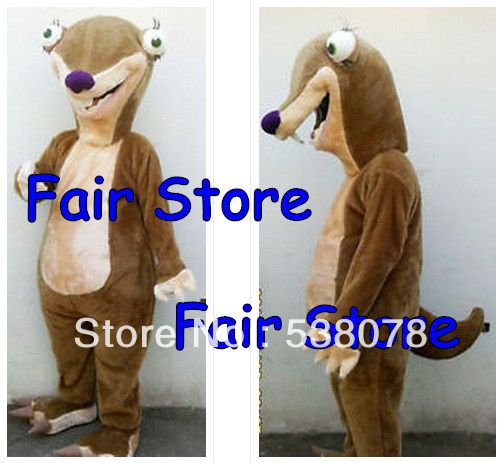 Sid The Sloth Ice Age Mascot Costume Adult Size Cartoon Character Sid