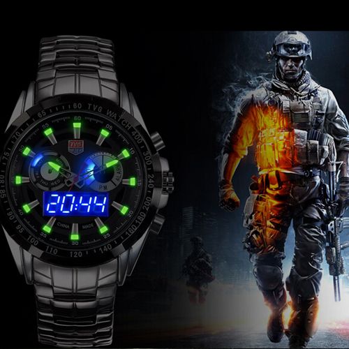 TVG Sports City Hunter Led Pointer Quartz Wristwatch Men Fashion 30AM Waterproof Dual Time man Military Watches with Luminous, White
TVG Sports City Hunter Led Pointer Quartz Wristwatch Men Fashion 30AM Waterproof Dual Time man Military Watches with Luminous, White