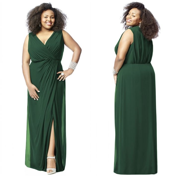 Custom Made 2014 Plus Size Bridesmaid Dress Maid Of Honor Gown V Neck Sleeveless Chiffon Floor