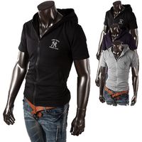 Cotton Cardigan Hoodies,Sweatshirts Mens Short Sleeve Hoodie Men 2014 Zip Sweatshirt Summer Sport Wear