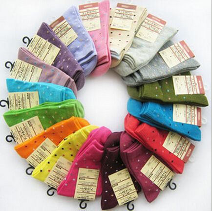 Fashion women girl cotton hosiery dot stockings socks sports wear Lingerie Underwear candy colors gifts