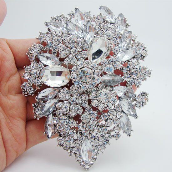 Wholesale-Clear White Crystal Rhinestone Dual Droplets Flower Art Nouveau brooch pins silver plate pendants, Gray
Wholesale-Clear White Crystal Rhinestone Dual Droplets Flower Art Nouveau brooch pins silver plate pendants, Gray