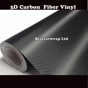 Folhas de filme de embrulho de carro de fibra de carbono preta 3D de qualidade 3M com dreno de ar Qualidade superior 1,52 x 30 m/rolo 4,98 x 98 pés