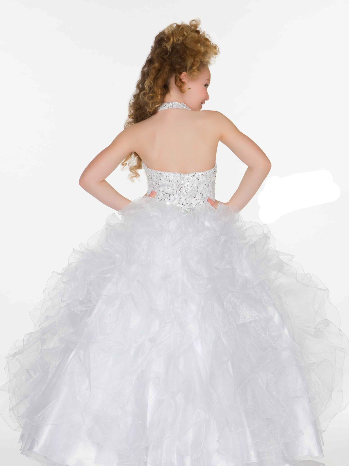 Sweet White Red Organza Halter Beaded Sugar Girls Pageant Dress Flower Girl Dresses Princess Dressy Skirt Custom Size 2-12 HF621071