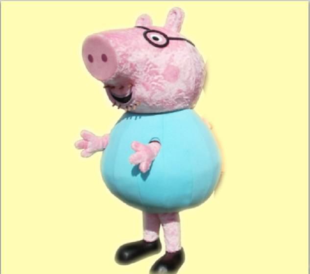 New Fashion Daddy Pig Mascot Costume Adult Size Suit Christmas Fancy
