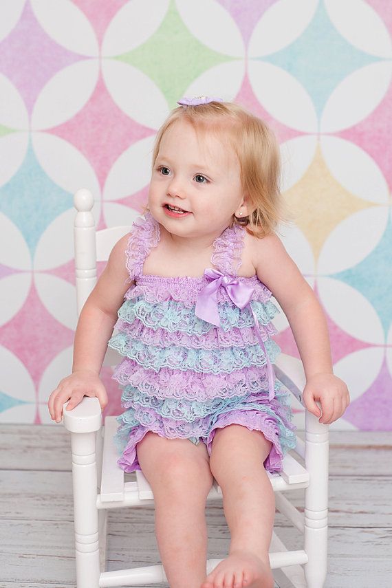 2017 Petti Girls Lace Romper Lavender Aqua Baby Romper Girls Ruffle