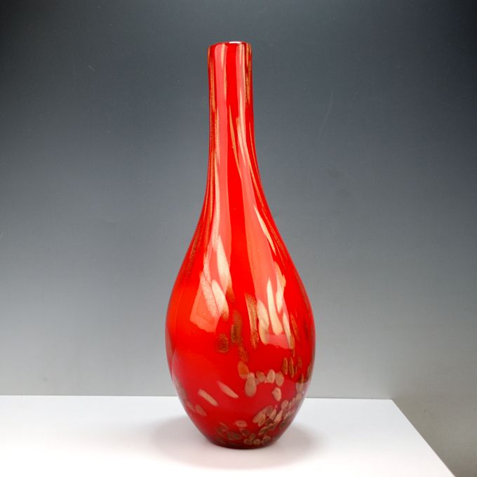 Big Red Hand Blown Amber Glass Vase For Flower Amber Glass Vase Murano