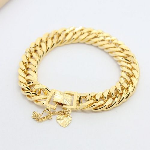 2017 24k Gold Plated Imitation Gold Bracelet Men Men Jewelry Cuban Link