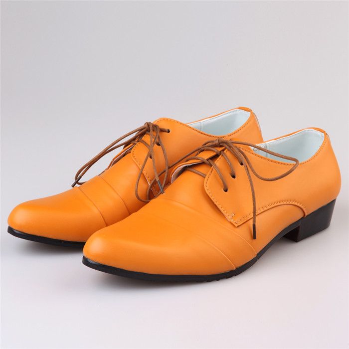 Orange Men'S Wedding Shoes Prom Shoes Dress Shoes Business Shoes Size