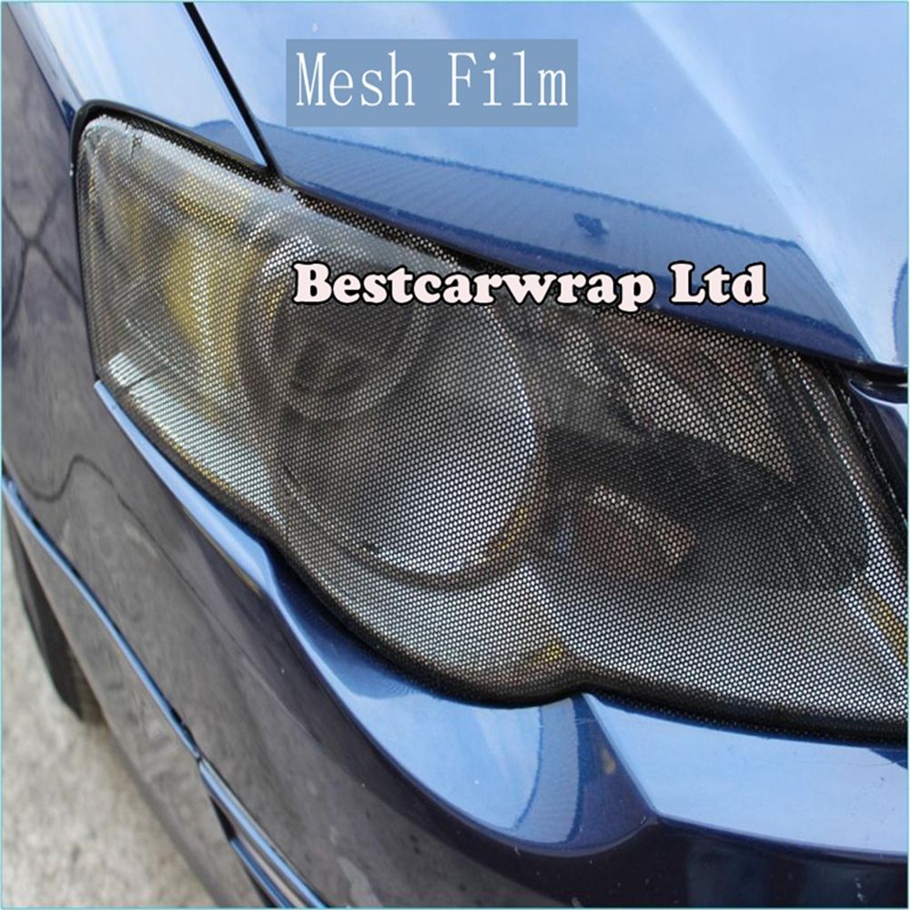HEADLIGHT TINTING PERFORATED MESH FILM LIKE FLY-EYE MOT LEGAL TINT Both Side black Size 1.07x50meter Free Shipping To UK