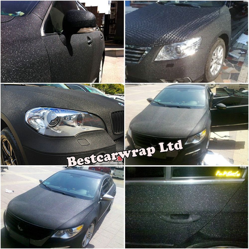 Black Sandy Glitter Vinyl Car wrap sparkle Film With Air Free Fedex Free Shipping 1.52x30m/Roll Free Shipping