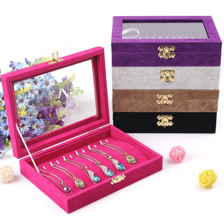2017 Quality Jewelry Tray With Glass Lid Bracelet Holder Pendant