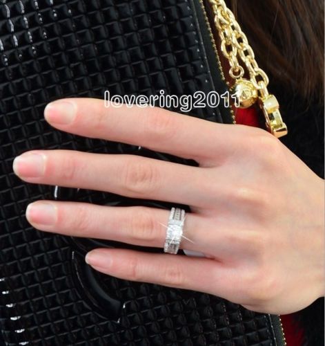 Fashion jewelry Eiffel Tower Style White Topaz Gemstones 925 Sterling Silver CZ Diamond Engagement Wedding Ring Size 5-10 for lover gift