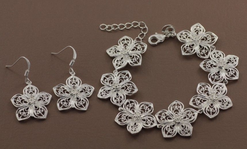 Free Shipping with tracking number BestMost Hot sell Women's Delicate Gift Jewelry 925 Silver Plated Mix Jewelry Set 12 Set