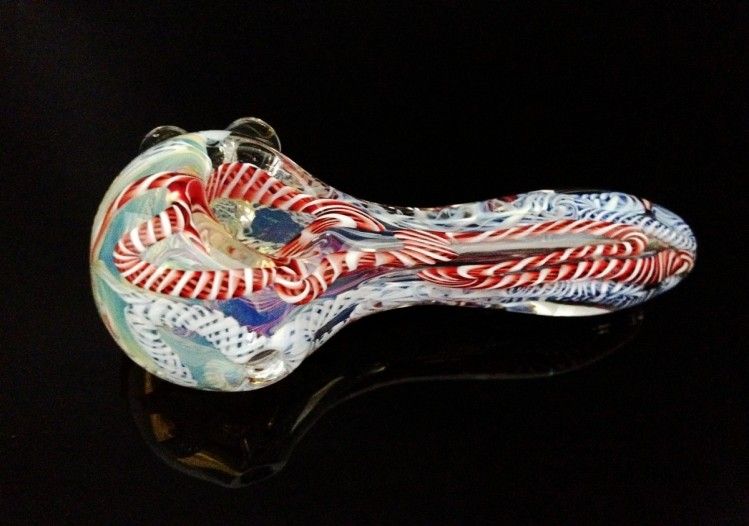 2017 Wholesale Rt 131 Double Blown Glass Pipes Colored Glass Spoon Pipe Hand Pipe With Clear