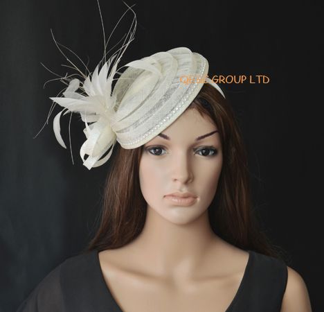 cream hat feathers
