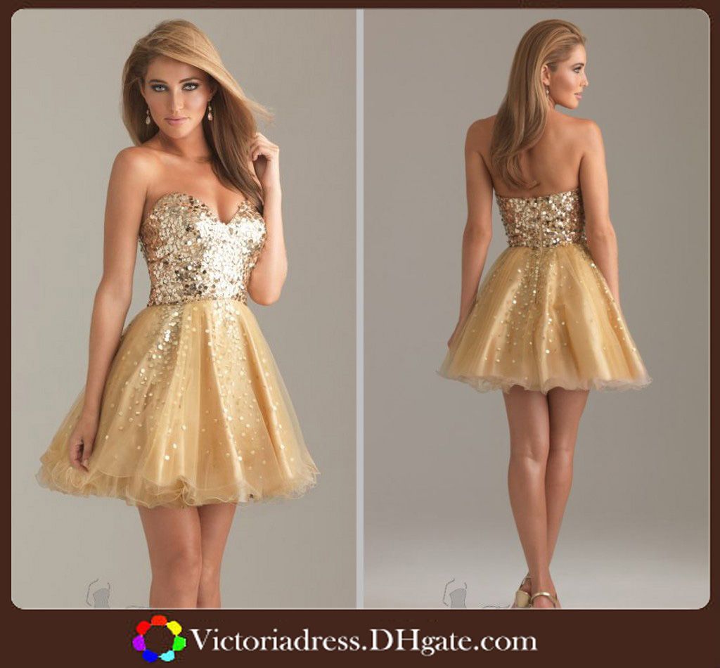 bling bling sweetheart girls dress homecoming short evening mini dress gold color a line backless sequins - Gold Color Dress bling bling sweetheart girls dress homecoming short evening mini dress gold color a line backless sequins - Gold Color Dress