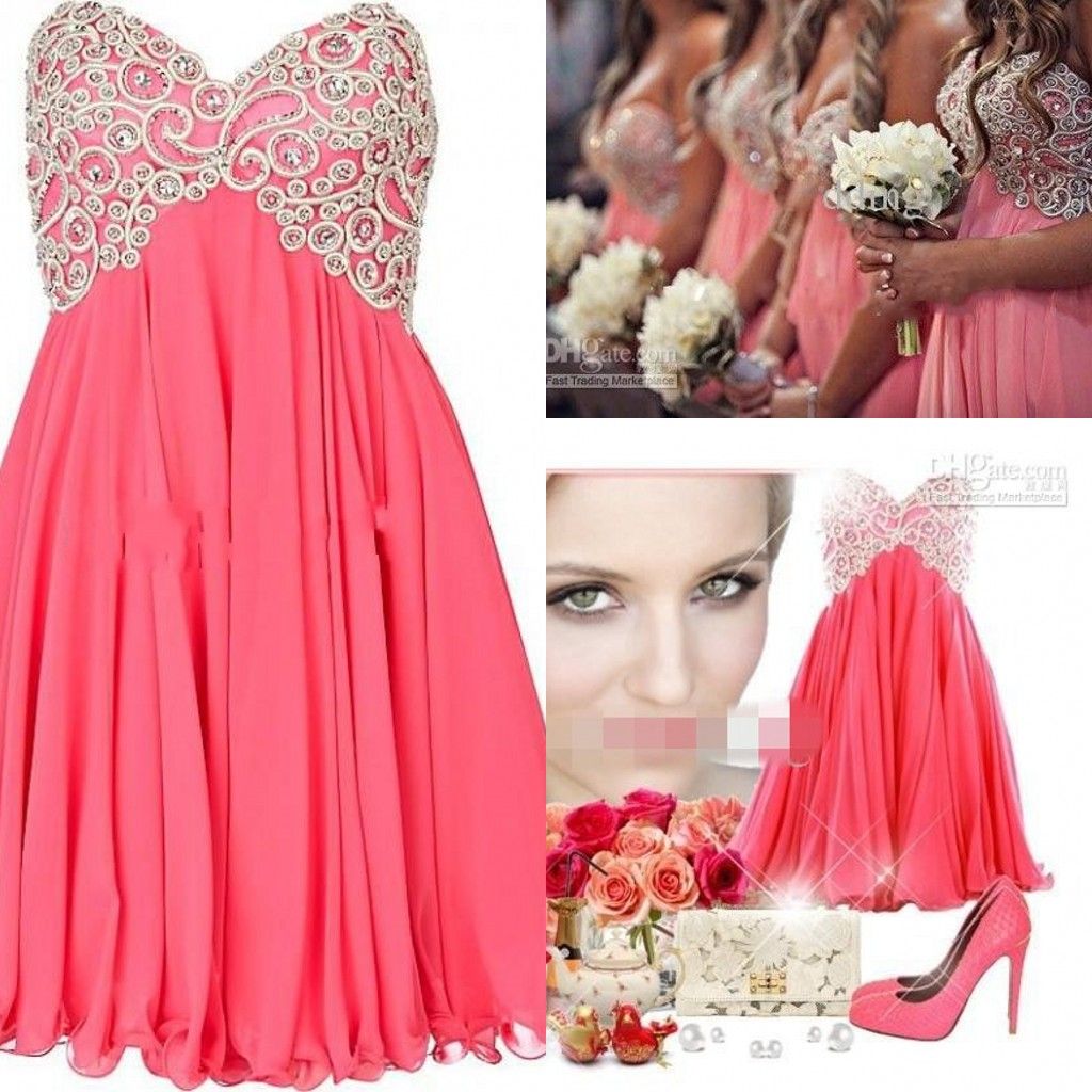 2016 Trendy Short Bridesmaid Dresses A Line Strapless Sweetheart