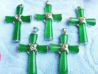 Beaded Necklaces solitaire pendants Beautiful 5PCS Green Jade Cross Crucifix Pendant Necklace - beautiful-5pcs-green-jade-cross-crucifix