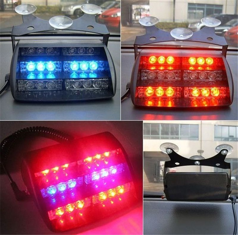 18 Led Emergency Vehicle Flashing Strobe Lights Windshields Dashboard Light Red/Blue/Amber/White