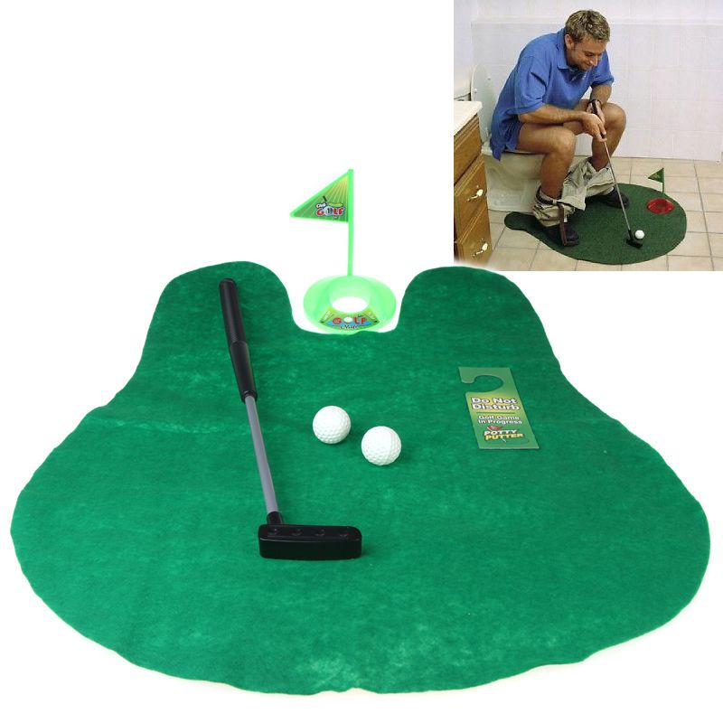 Best Quality Funny Toilet Bathroom Mini Golf Mat Balls Set Potty Putter