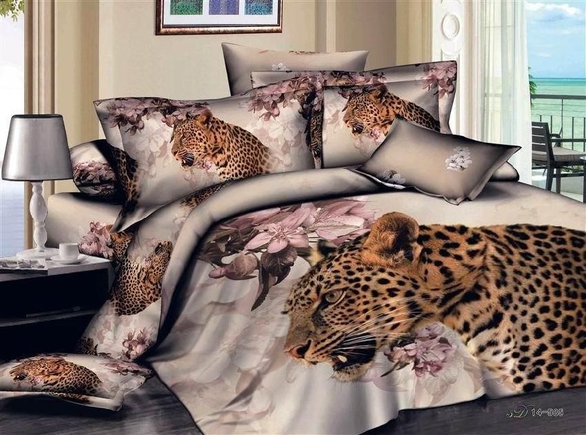 Cool Animal Leopard Tiger Men Boys Bedding Set Printed Cotton Comforter