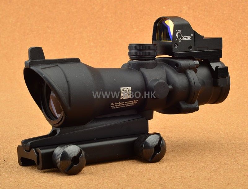 Tactical Airsoft Acog Style Ta01 Nsn Doc 4x32 Rifle Scope W/ Reflex Dot