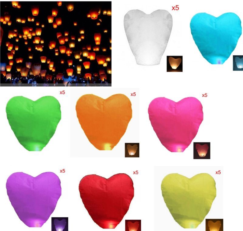 Heart Shaped Chinese Flying Sky Lanterns Wishing Lamp For Wedding Etc