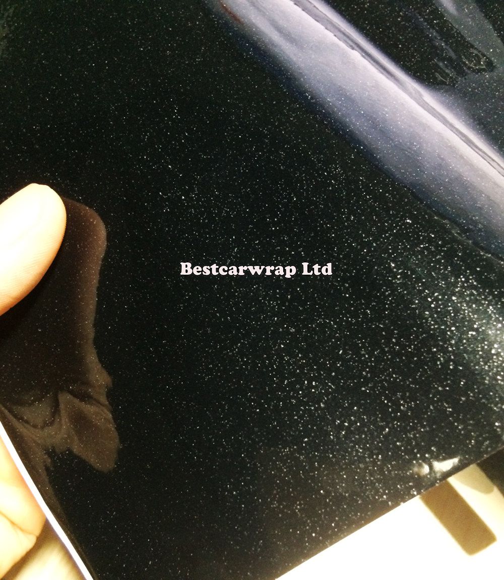 Black Shiny Glitter Vinyl Metallic Gloss Car Wrapping Film With Air Bubble Free size 1.52x20m/Roll