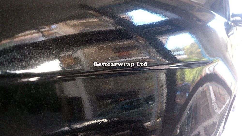 Black Shiny Glitter Vinyl Metallic Gloss Car Wrapping Film With Air Bubble Free size 1.52x20m/Roll