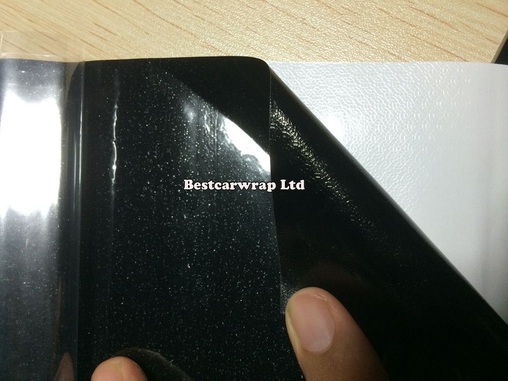Black Shiny Glitter Vinyl Metallic Gloss Car Wrapping Film With Air Bubble Free size 1.52x20m/Roll