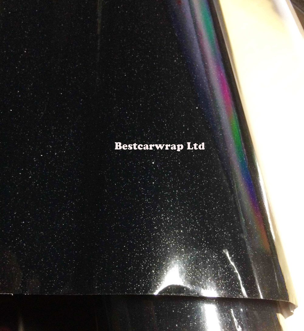 Black Shiny Glitter Vinyl Metallic Gloss Car Wrapping Film With Air Bubble Free size 1.52x20m/Roll