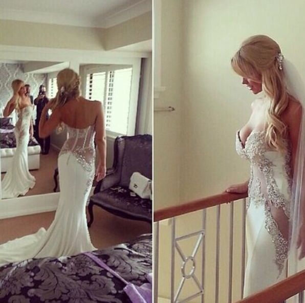 2020 Super Sexy Sweetheart Wedding Dresses Ivory Satin Tight Illusion Bodice Lace Applique Mermaid Bridal Wedding Gowns With Beads, Nude
2020 Super Sexy Sweetheart Wedding Dresses Ivory Satin Tight Illusion Bodice Lace Applique Mermaid Bridal Wedding Gowns With Beads, Nude
