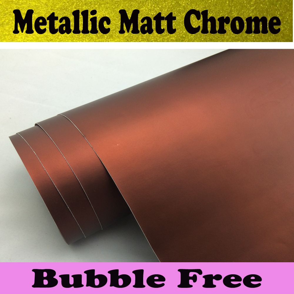 Brown Satin chrome Vinyl Car Wrap Film With air bubble free air release for whole car wrap covering Size 1.52x20m/Roll 5x66ft