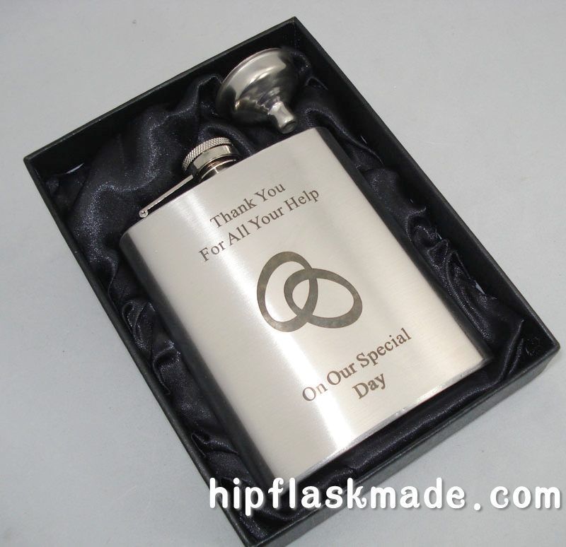 7 oz personalized stainless steel hip flask with one funnel