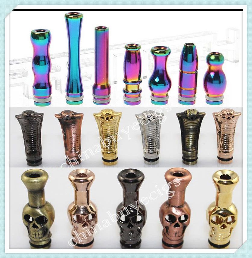 510 Drip Tips Skull Dragon Shape Rainbow Metal Glass Airflow Carbon Fiber for E Cigarette Vapor