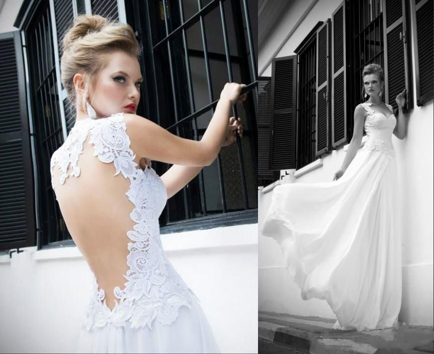 Simple Chiffon Open Back Garden Sexy Backless Ball Vintage Cheap Formal Dress Beach Bridal Dresses Long Train Wedding Gowns 2014 With Lace, Ivory
Simple Chiffon Open Back Garden Sexy Backless Ball Vintage Cheap Formal Dress Beach Bridal Dresses Long Train Wedding Gowns 2014 With Lace, Ivory