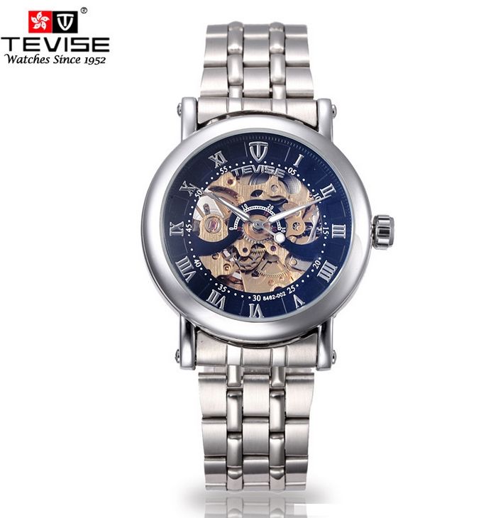 Skeleton Style TEVISE men's watch Luxury mechanical automatic watch for men T012