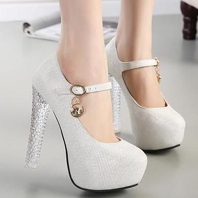 Crystal Heel Bride Wedding Shoes Sparkly Glitter Silver Gold Pumps ...