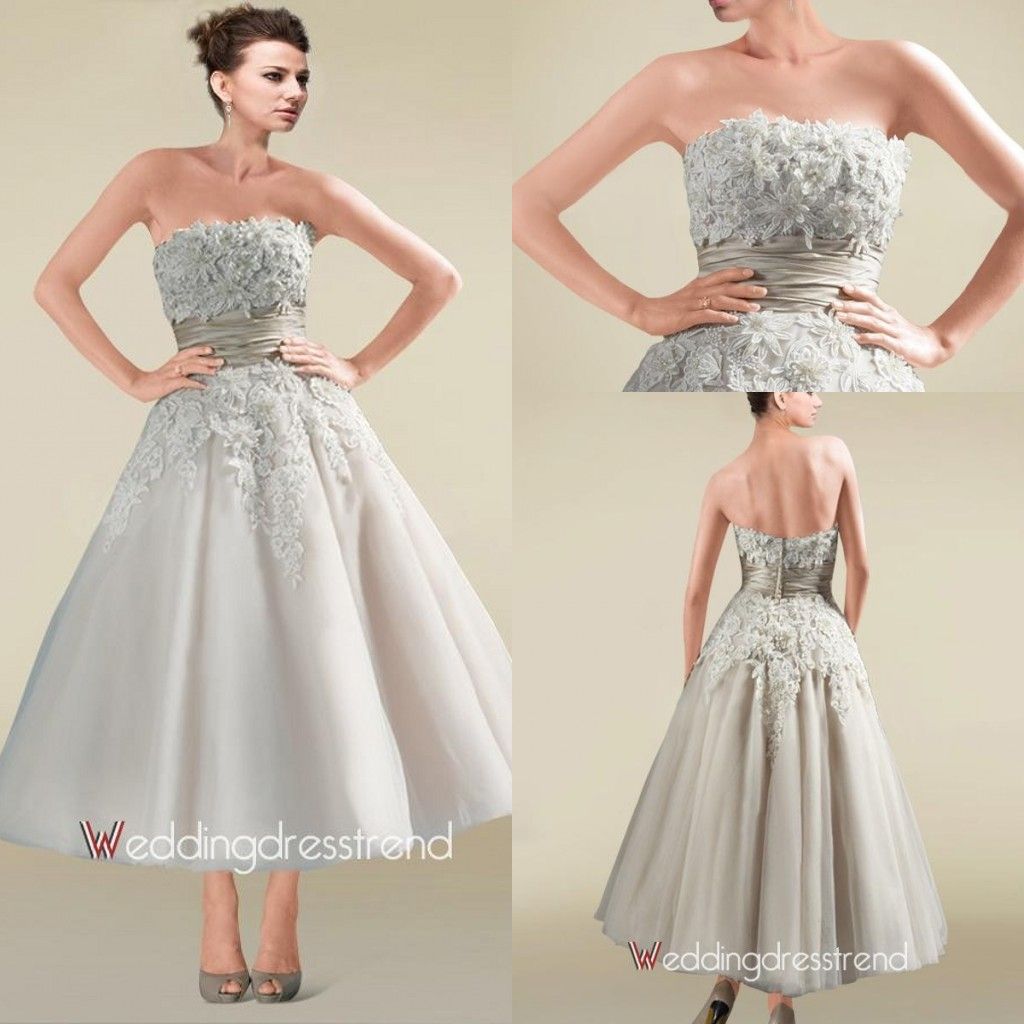 silver short wedding dresses