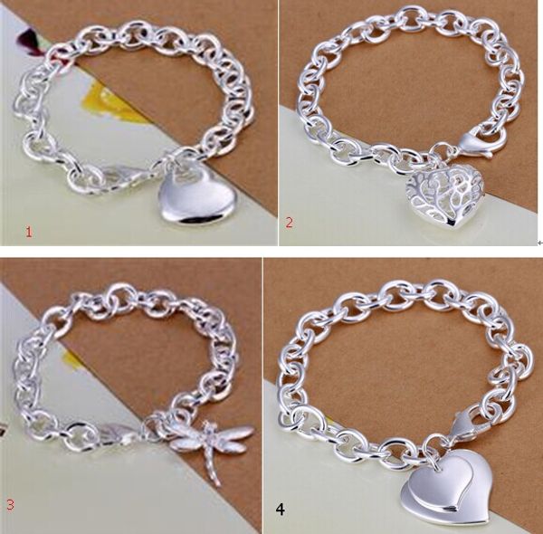 Mix 4 Style 925 Silver Links Chain Fit Hollow Heart Double Heart Dragonfly Pendant Charm Bracelets Jewelry Women's Bracelets Gift 1013
Mix 4 Style 925 Silver Links Chain Fit Hollow Heart Double Heart Dragonfly Pendant Charm Bracelets Jewelry Women's Bracelets Gift 1013