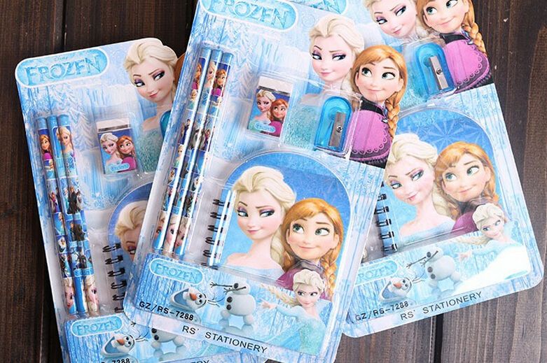 2017 6 In 1 Frozen Stationery Set Princess Elsa Anna Stationery Pencil